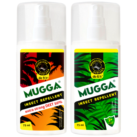 ZESTAW RODZINNY - Mugga spray 50% DEET 75ml + Mugga spray 9,5% DEET 75ml - Jaico